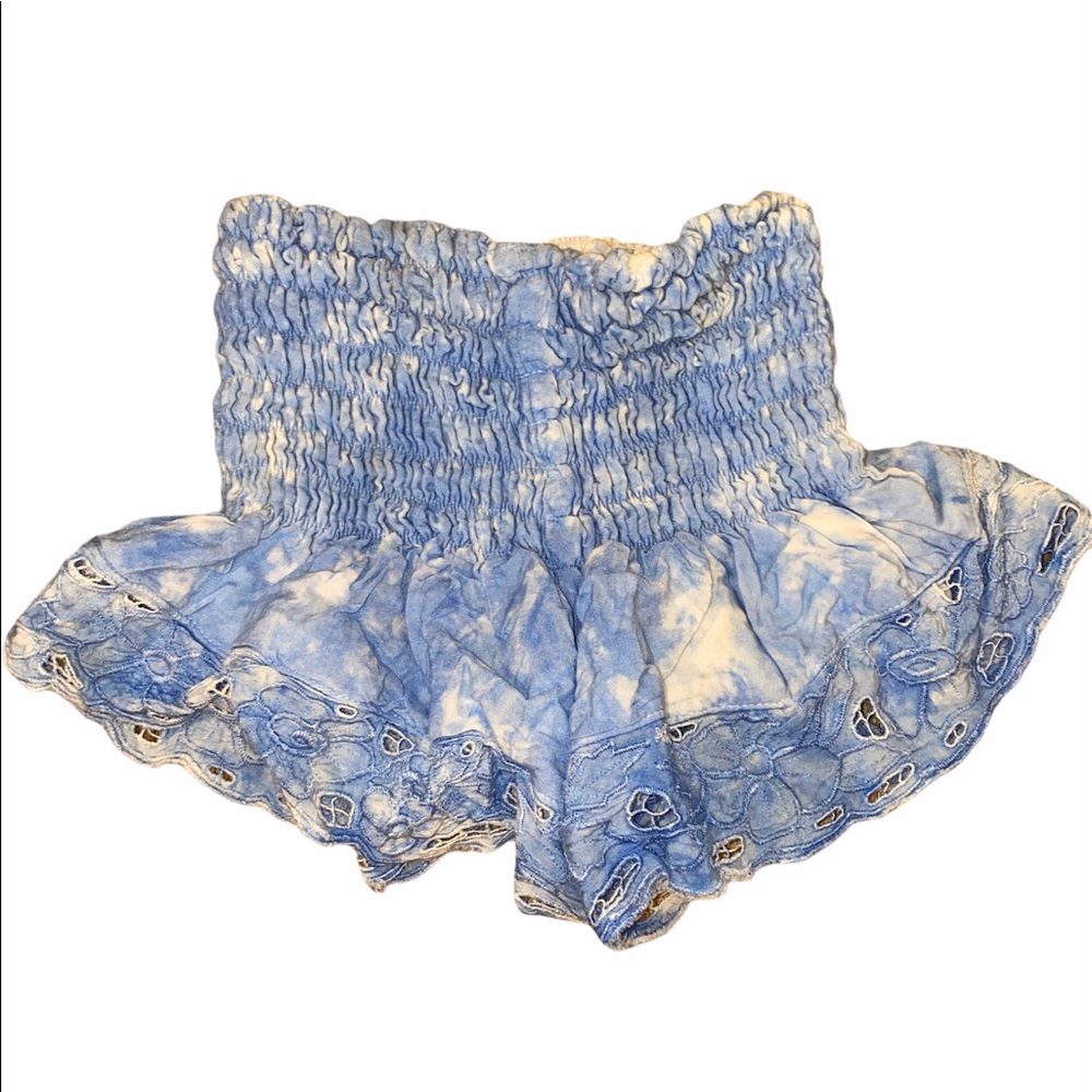 Blue and white tie dye flowy shorts